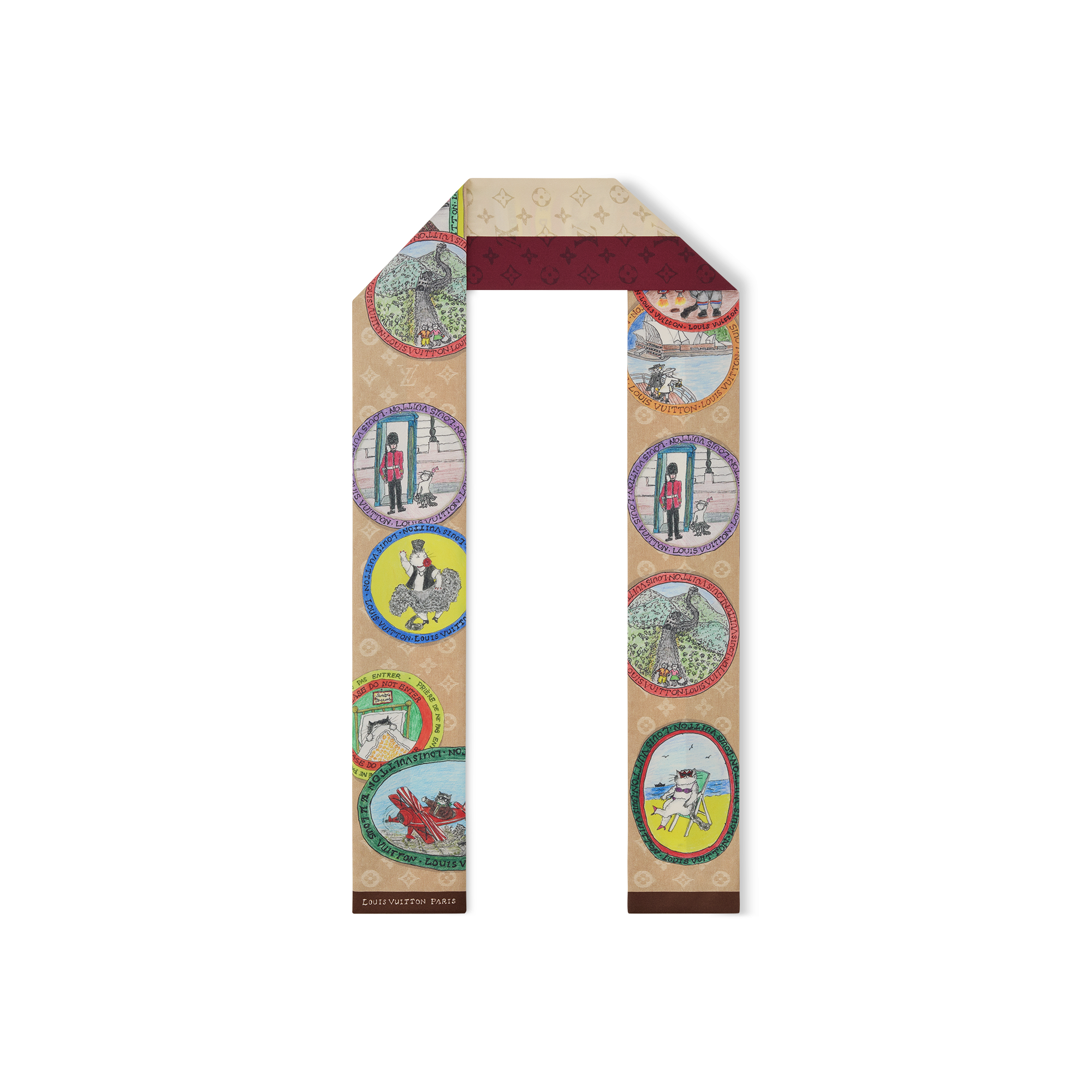 Louis Vuitton シルクスカーフ 猫 トランク 猫コラボ】Louis Vuitton*バンドー マイ LV トランク ツイリー (Louis